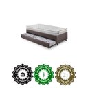 Ver imagem 5 de Bicama Box Solteiro Courino Linho Marrom 96x203x28 Cm com Colchão Hanover Inducol Molas Ensacadas