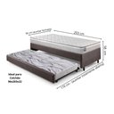 Ver imagem 2 de Bicama Box Solteiro Courino Linho Marrom 96x203x28 Cm com Colchão Hanover Inducol Molas Ensacadas