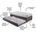 Ver imagem 4 de Bicama Box Solteiro Courino Linho Marrom 96x203x28 Cm com Colchão Hanover Inducol Molas Ensacadas