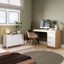 Ver imagem 1 de Conjunto para Escritório com Mesa Escrivaninha de Tampo Extensível 3 Peças Brv Móveis