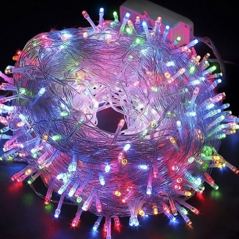 Pisca Pisca 100 Leds Colorido Fio Transparente 8 Metros 110V