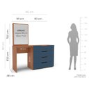 Ver imagem 3 de Cômoda Penteadeira Madri 4 Gavetas c/ Espelho 149x160cm Azul/Freijó 250806