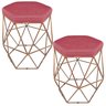 Kit 2 Puff Puf Banqueta Decorativo Para Sala De Estar Confortável Hexagonal Suede Rosê - 1