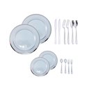 Ver imagem 1 de Kit Copo Taça Prato Talher Descartável Luxo 16 Convidados