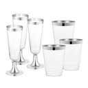 Ver imagem 4 de Kit Copo Taça Prato Talher Descartável Luxo 16 Convidados