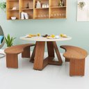 Ver imagem 1 de Mesa Redonda 90cm com 2 Bancos Curvos 120cm para Ambientes Modernos e Varandas