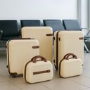 Ver imagem 2 de Kit 5 Peças Mala de Viagem Abs 2 Frasqueiras Giro 360° Bege