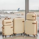 Ver imagem 3 de Kit 5 Peças Mala de Viagem Abs 2 Frasqueiras Giro 360° Bege