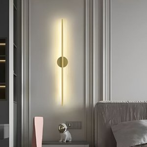 Arandela Moderna Luxo Slim Linear Perfil Led Integrado 70cm - Dourada