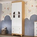 Ver imagem 1 de Guarda-roupa Infantil 62cm 2 Portas com Vidro e 2 Gavetas Aurora Multimóveis Mp4496 Madeirado/