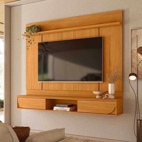 Home Theater Aura para TV até 65" 182cm MDP Laqueado Marrom Madetec Móveis