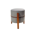 Ver imagem 1 de Puff Mumbai Estofado Redondo Vira Mesa Pés Madeira Maciça Cinza