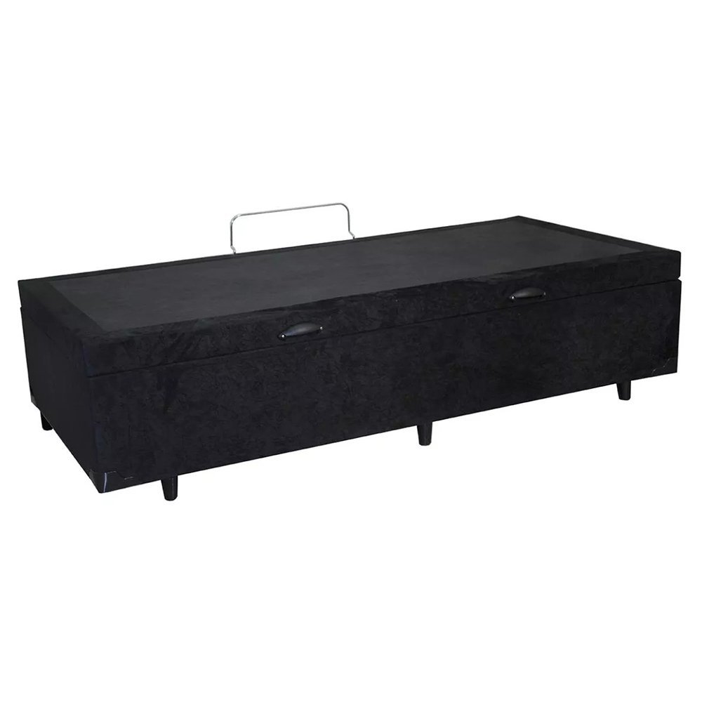 Cama Box Baú Solteiro NK Camas Suede Preto 41x88x188 - 3