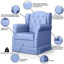 Ver imagem 3 de Poltrona de Amamentação e Descanso Fixa com Puff Lucy P04 Sintético Azul - Mpozenato