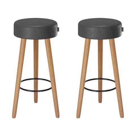 Kit 2 Banquetas Alta 60cm Estofada Corino Preto Retrô Pé Palito Cozinha Área Gourmet Balcão Bancada