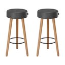 Ver imagem 1 de Kit 2 Banquetas Alta 60cm Estofada Corino Preto Retrô Pé Palito Cozinha Área Gourmet Balcão Bancada
