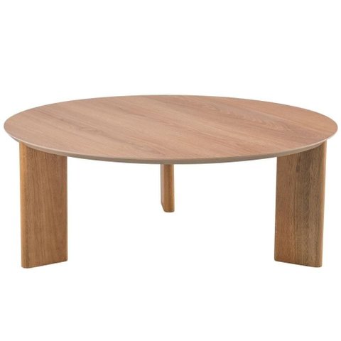Mesa de Centro Redonda Orgânica Chanfrada Artesano 80 Cm (larg) Mdp Hanover (mel) Pés Madeira Maci