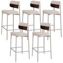 Ver imagem 1 de Kit 05 Banquetas Alta Bar Cozinha Sala de Jantar Aço Branco Kaira C01 Linho Palha Courino Café - Lya