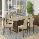 Ver imagem 1 de Conjunto Sala de Jantar Madesa Ohana Mesa Tampo de Madeira 6 Cadeiras - Rustic/crema/sintético Bege