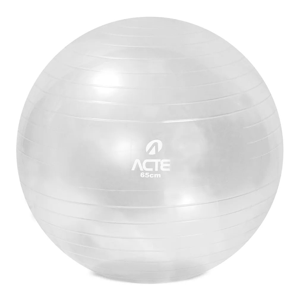 Bola de Pilates 65cm com Bomba de Ar Gym Ball T9-t - Crystal - Acte Sports:cinza/único