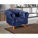 Ver imagem 2 de Conjunto 2 Poltronas Dom Pedro Veludo Pés Torneados Azul 210 Bella Decor