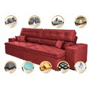 Ver imagem 3 de Sofá Retrátil e Reclinável 2.92M com Molas Cama Inbox Estilo Suede Velusoft Vermelho
