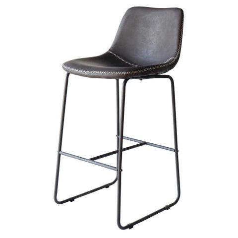 Banqueta Oxford Couro Ecologico Preto Vintage com Base Aco 106 Cm - 61204