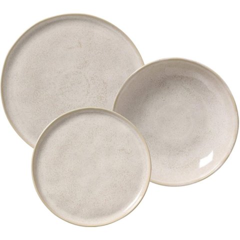 Jogos Pratos 18 Peças Cerâmica Stoneware Bio Latte Rasos Fundos Sobremesa Porto Brasil Mesa Posta