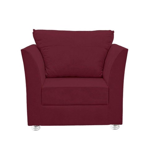 Poltrona Cadeira Decorativa para Sala e Quarto Lisboa Suede Bordô