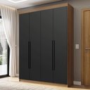 Ver imagem 1 de Guarda-Roupa Solteiro 4 Portas Batentes Rustic/Preto/Preto Venus Madesa