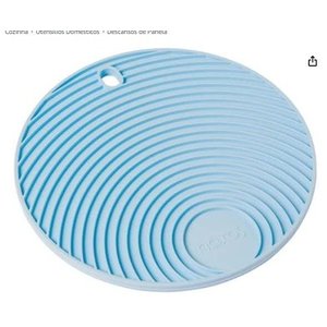 Kit c/4 Apoio/Descanso de Panela redondo azul em silicone atóxico com maior espessura para proteção 