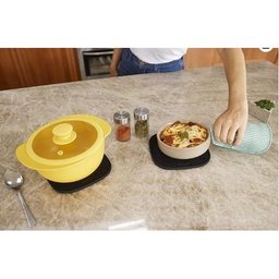 Kit c/4 Apoio/Descanso de Panela redondo azul em silicone atóxico com maior espessura para proteção  - 10