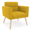 Ver imagem 5 de Poltrona Sala Decorativa Kit 2 Elisa Pé Palito Natural Veludo Mostarda D03 - D’Rossi