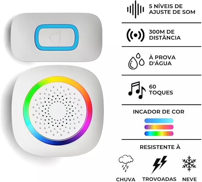 Campainha Residencial sem Fio Wireless Longo Alcance - 6