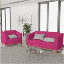 Ver imagem 2 de Kit Sofá 2 Lugares e Poltrona Europa Suede Pink Doce Sonho Móveis
