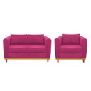 Ver imagem 1 de Kit Sofá 2 Lugares e Poltrona Europa Suede Pink Doce Sonho Móveis