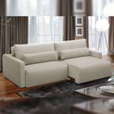 Ver imagem 2 de Sofá Retrátil 3 Lugares Sala de Estar Living 240cm Sevilha F04 Linho Bege - Lyam Decor