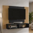 Ver imagem 1 de Painel Sala para Tv Navi até 48 Polegadas com Nicho:preto Fosco-ripado