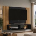 Ver imagem 3 de Painel Sala para Tv Navi até 48 Polegadas com Nicho:preto Fosco-ripado