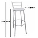 Ver imagem 2 de Banqueta Média Prata com Encosto para Cozinha Assento Branco