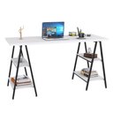 Ver imagem 1 de Mesa Escrivaninha Cavalete 150cm Estilo Industrial Prisma C08 Branco Chess/Preto - Mpozenato