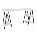 Ver imagem 5 de Mesa Escrivaninha Cavalete 150cm Estilo Industrial Prisma C08 Branco Chess/Preto - Mpozenato