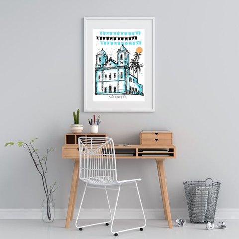 Quadro Salvador Igreja Bonfim - 60x48cm:madeira Branca