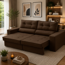 Ver imagem 1 de Sofá Retrátil 2 Lugares 170cm com Molas Magali Suede Marrom