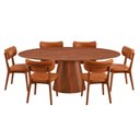 Ver imagem 2 de Conjunto Sala de Jantar Oval Genebra Castanho 140x90 6 Cadeiras Carinas Yescasa Courino