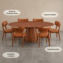 Ver imagem 6 de Conjunto Sala de Jantar Oval Genebra Castanho 140x90 6 Cadeiras Carinas Yescasa Courino