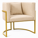 Ver imagem 2 de Poltrona Design Base Dourada Luxo Moderna Sala Luna Suede:suede Bege