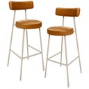 Ver imagem 1 de Kit 02 Banquetas Alta Bar Cozinha Sala de Jantar Aço Milão Arena L02 Couríssimo Whisky - Lyam Decor