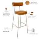Ver imagem 4 de Kit 02 Banquetas Alta Bar Cozinha Sala de Jantar Aço Milão Arena L02 Couríssimo Whisky - Lyam Decor