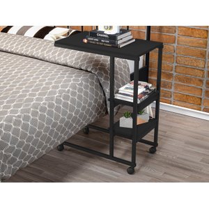 Mesa Auxiliar para Sofá Cama com Rodízios e Prateleiras Fit